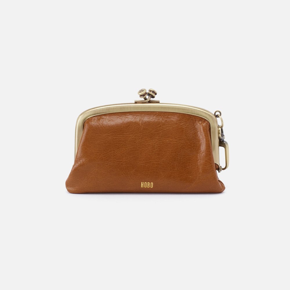 Hobo | Cheer Frame Pouch in Polished Leather - Truffle