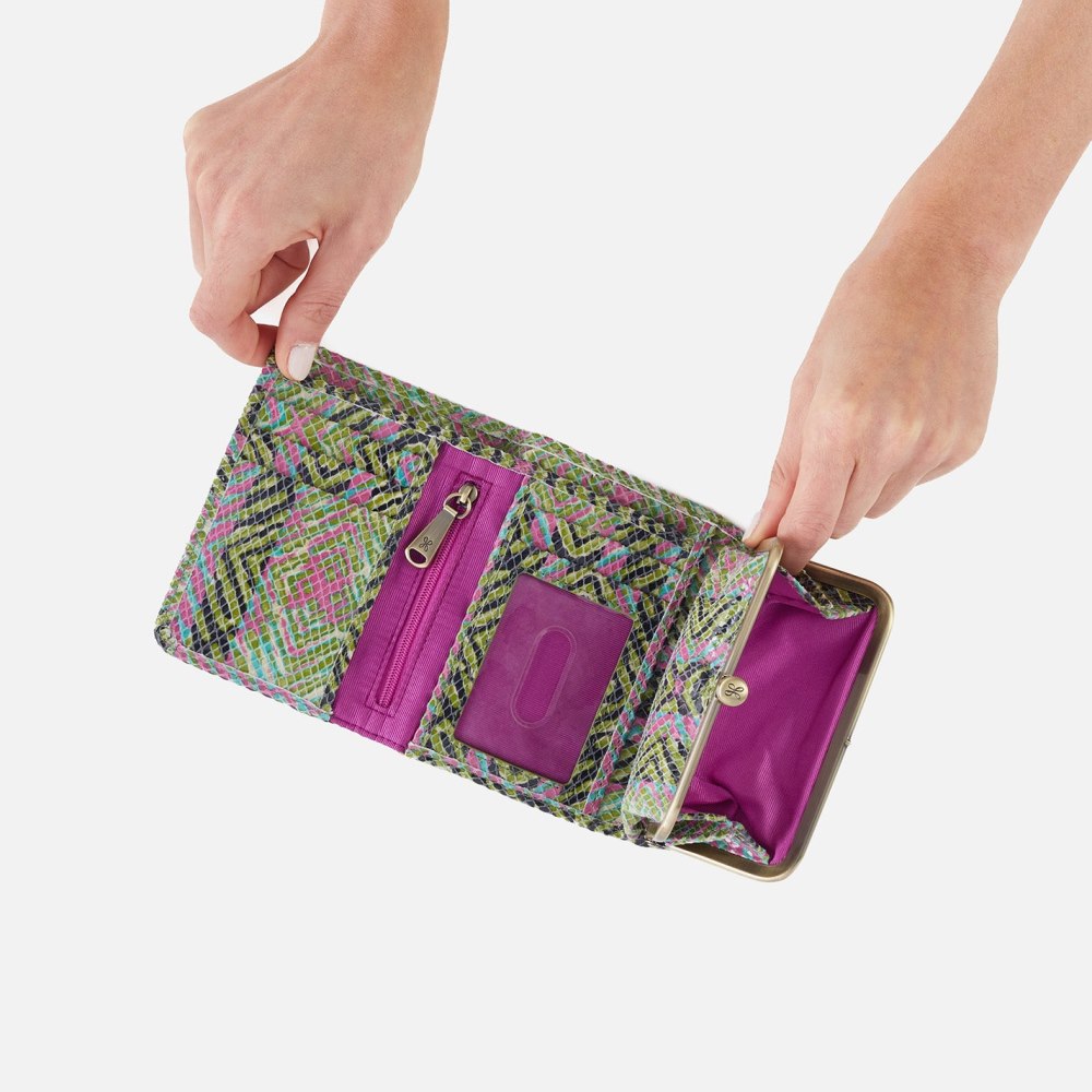 Hobo | Robin Compact Wallet in Printed Leather - Geo Diamond Print