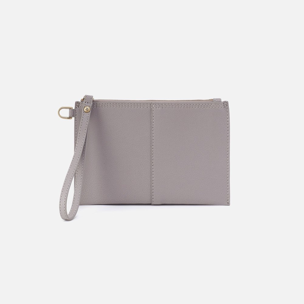 Hobo | Vida Small Pouch in Micro Pebbled Leather - Morning Dove Grey - Click Image to Close