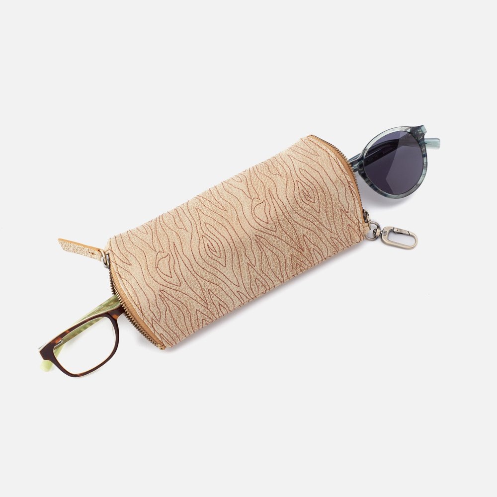 Hobo | Spark Double Eyeglass Case in Embroidered Metallic Leather - Gold Leaf