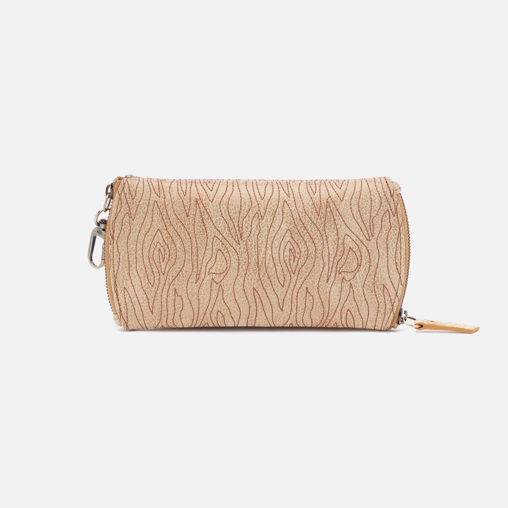 Hobo | Spark Double Eyeglass Case in Embroidered Metallic Leather - Gold Leaf