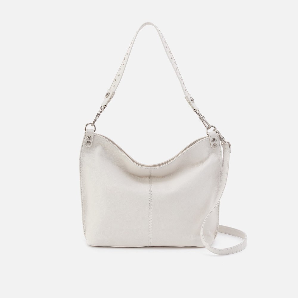 Hobo | Pier Shoulder Bag in Pebbled Leather - White - Click Image to Close