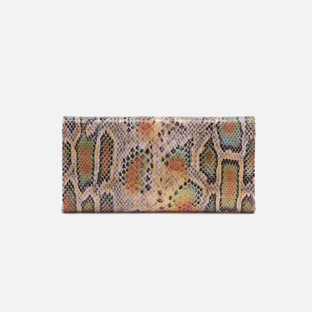 Hobo | Rachel Continental Wallet in Printed Leather - Opal Snake Print