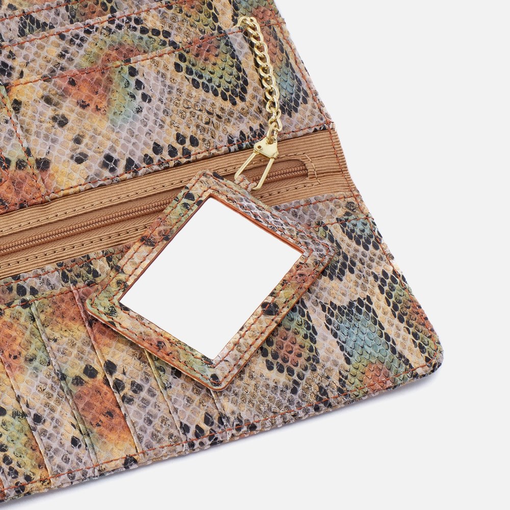 Hobo | Rachel Continental Wallet in Printed Leather - Opal Snake Print