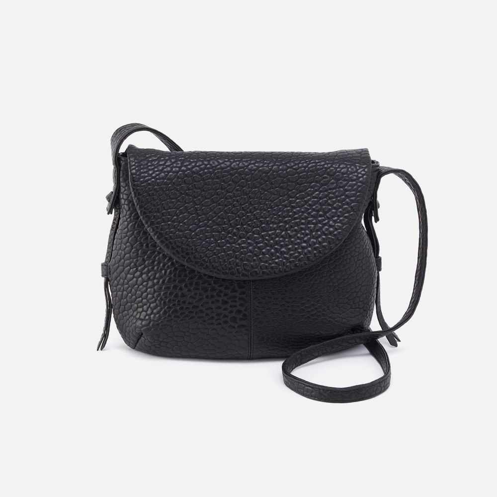 Hobo | Bonita Messenger Crossbody in Bubble Pebbled Leather - Black - Click Image to Close