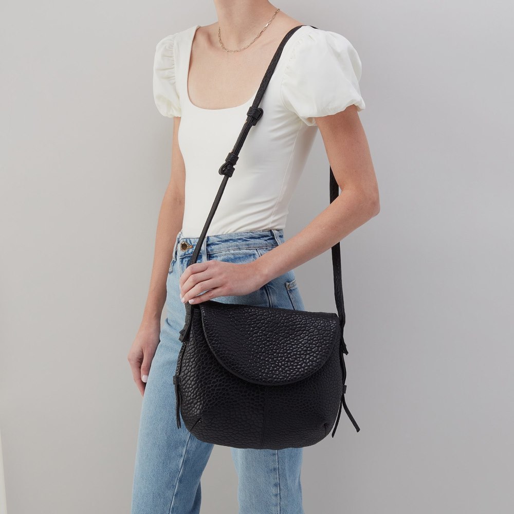 Hobo | Bonita Messenger Crossbody in Bubble Pebbled Leather - Black