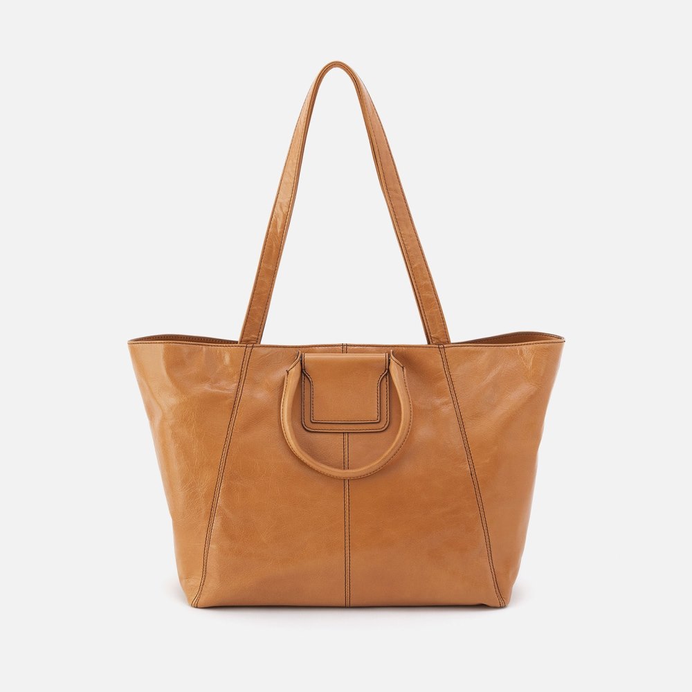 Hobo | Sheila East-West Tote in Polished Leather - Natural - Click Image to Close