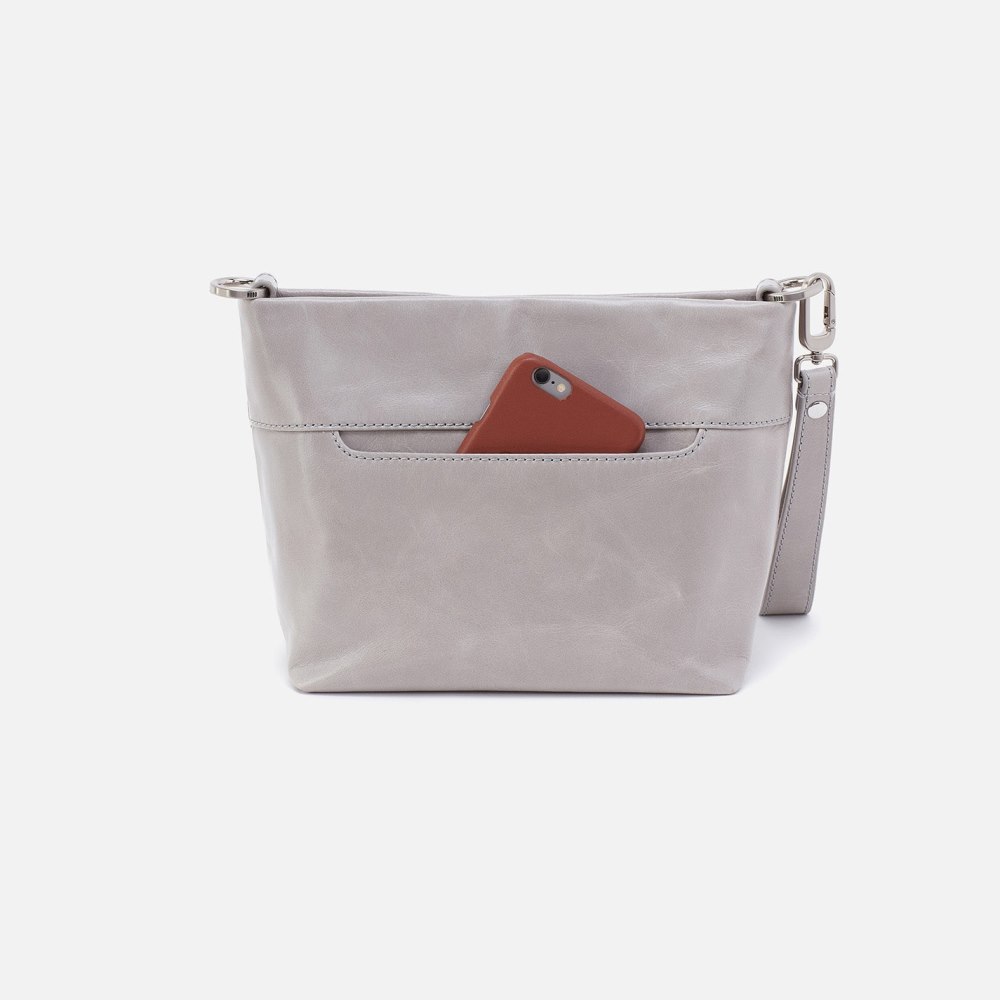 Hobo | Ashe Crossbody in Polished Leather - Light Grey