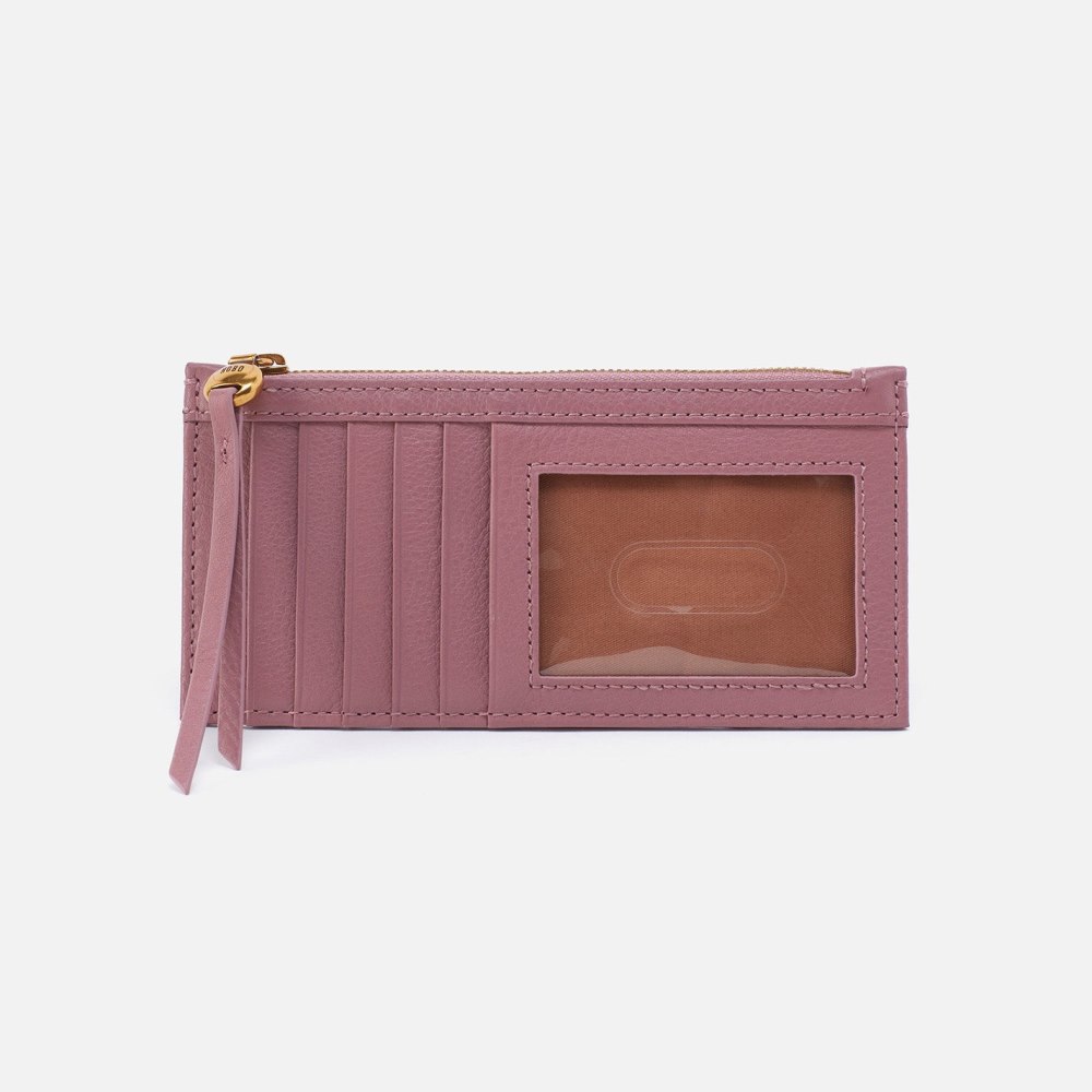 Hobo | Carte Card Case in Pebbled Leather - Mauve - Click Image to Close