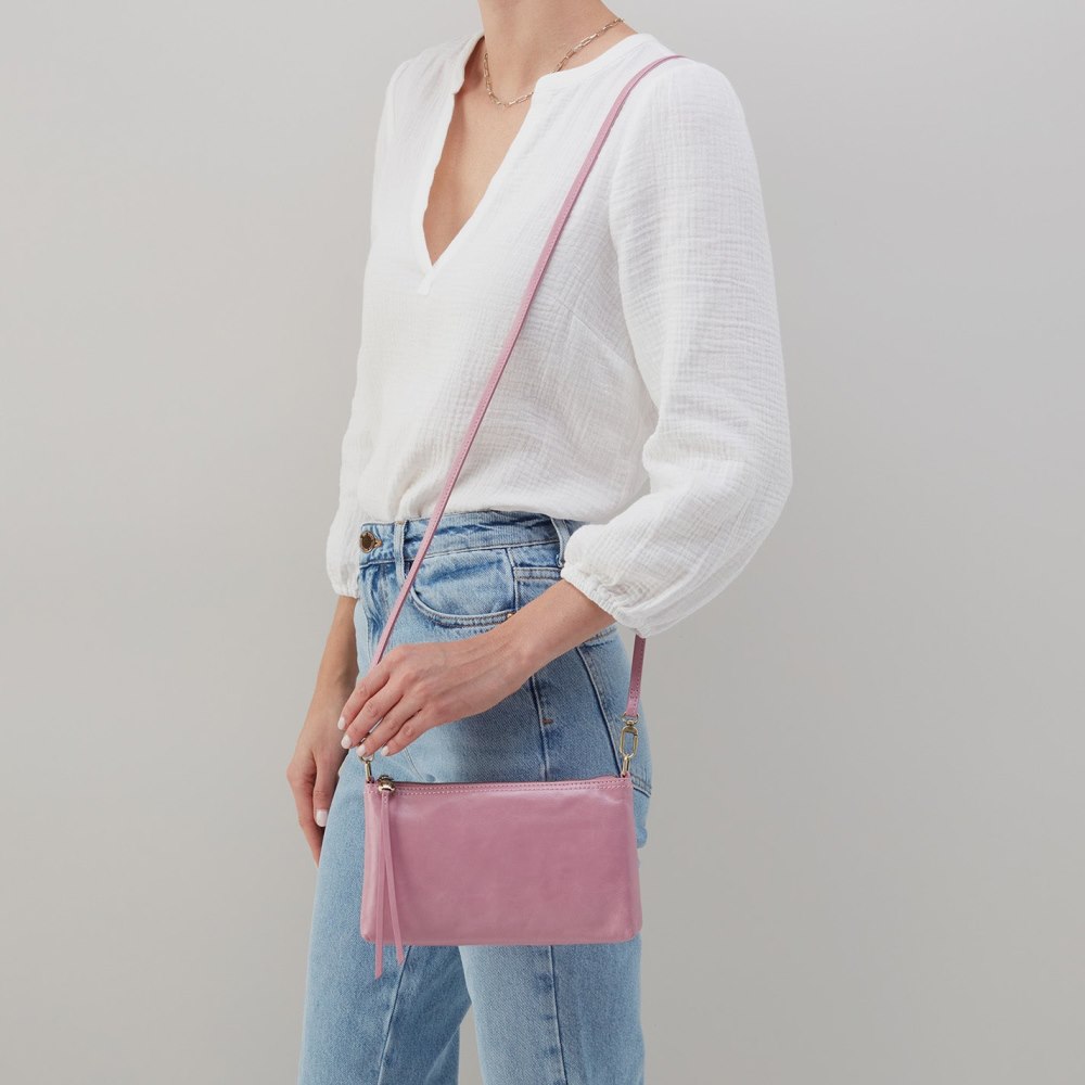 Hobo | Darcy Crossbody in Polished Leather - Lilac Rose