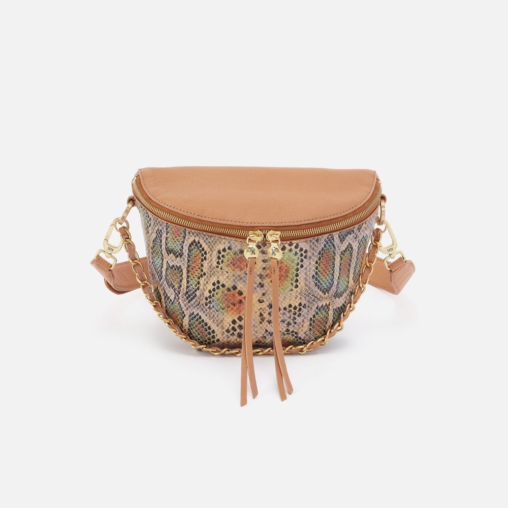 Hobo | Miri Belt Bag in Mixed Leathers - Opal Snake Print - Click Image to Close