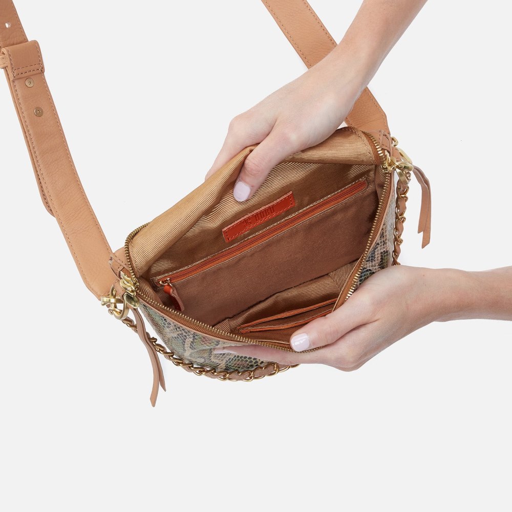 Hobo | Miri Belt Bag in Mixed Leathers - Opal Snake Print