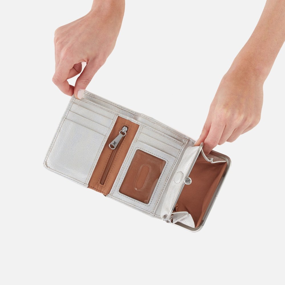 Hobo | Robin Compact Wallet in Metallic Leather - Silver