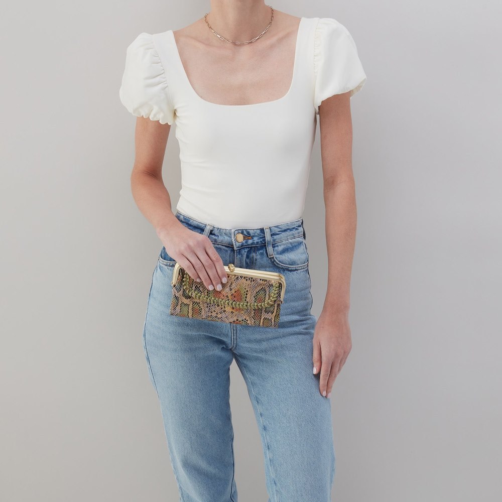 Hobo | Lauren Clutch-Wallet in Printed Leather - Opal Snake Print