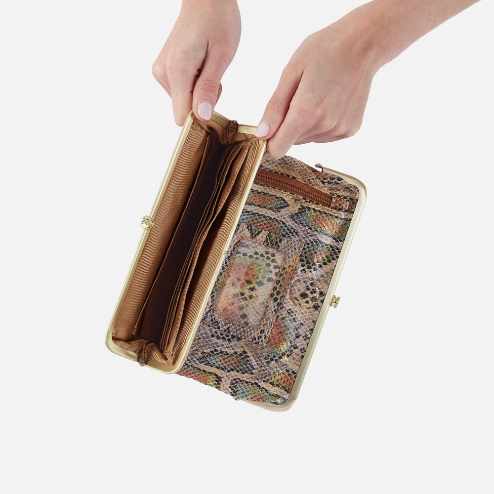 Hobo | Lauren Clutch-Wallet in Printed Leather - Opal Snake Print