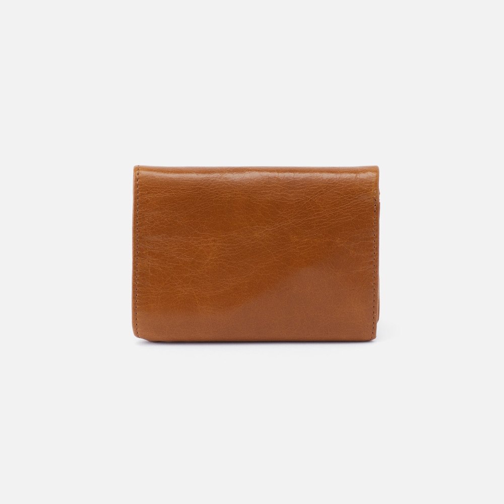 Hobo | Robin Compact Wallet in Polished Leather - Truffle