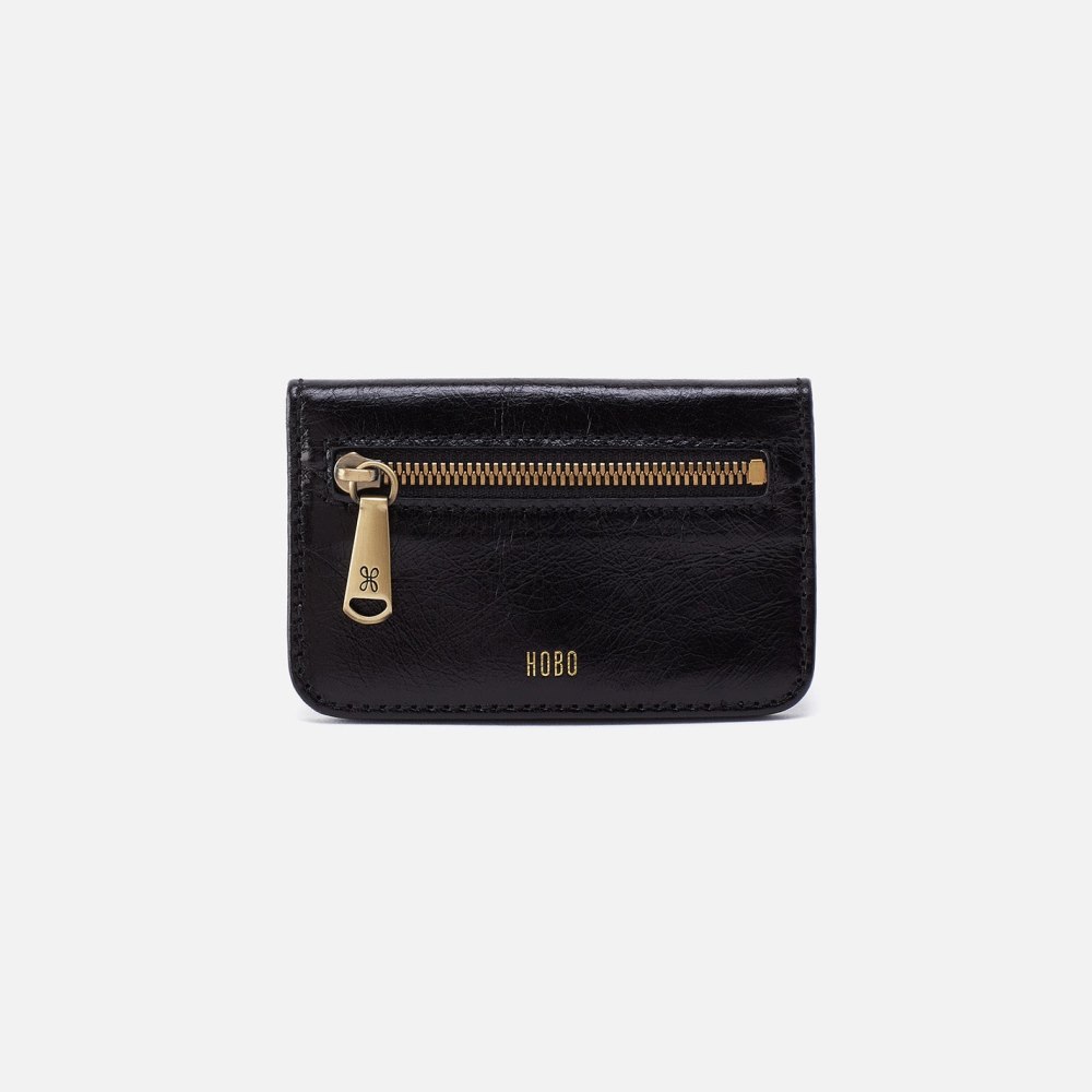 Hobo | Jill Mini Card Case in Polished Leather - Black