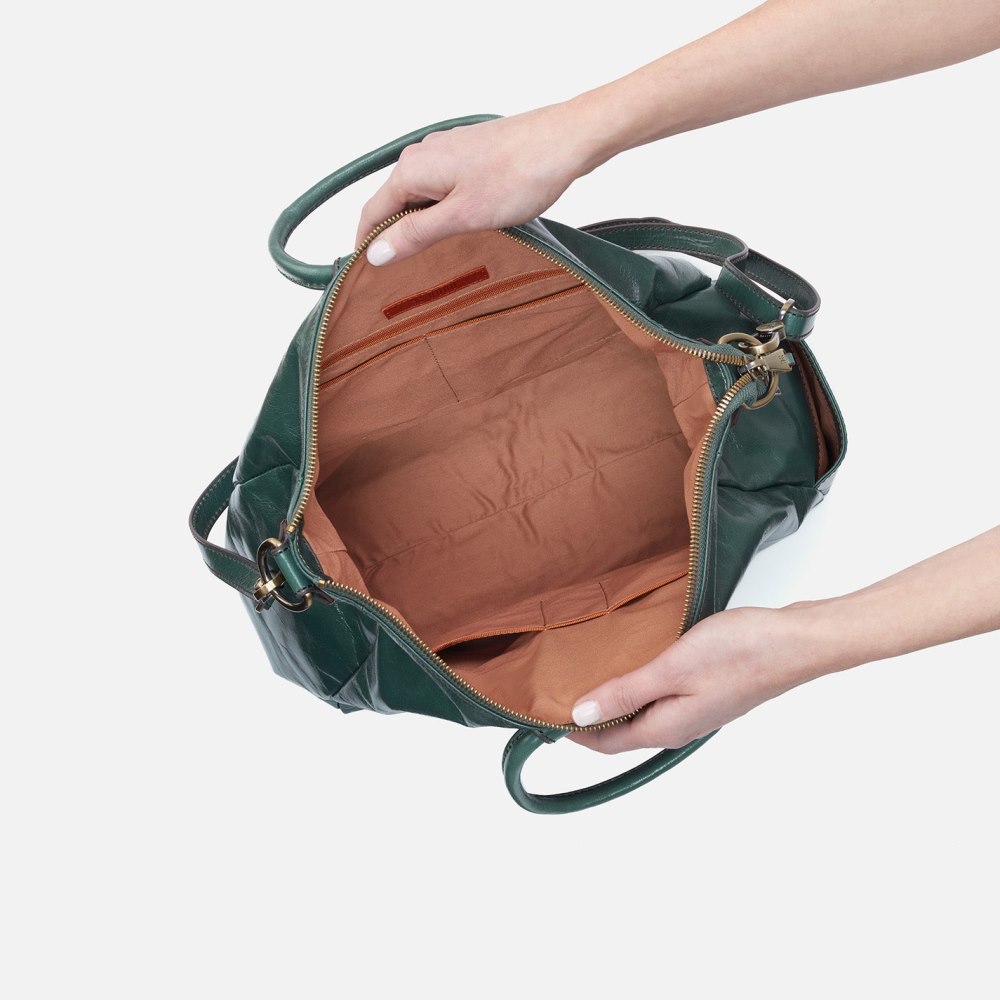 Hobo | Sheila Large Satchel in Polished Leather - Sage Leaf