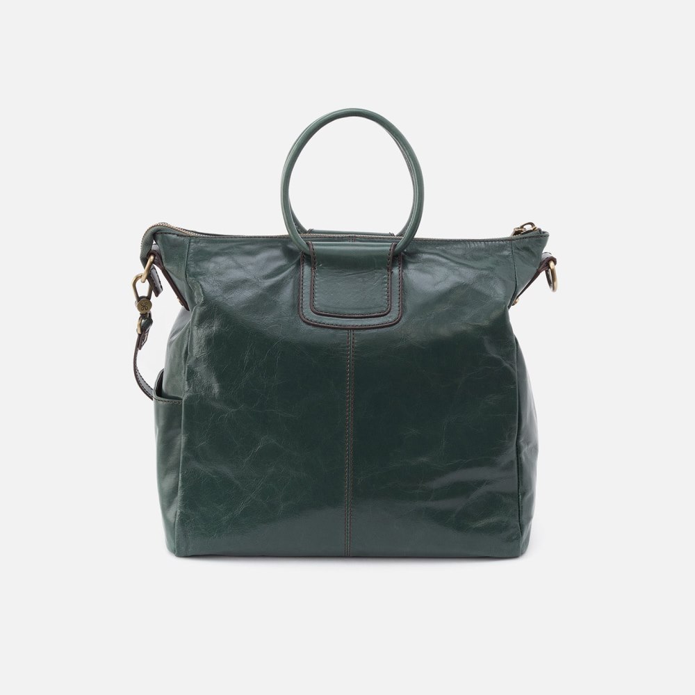 Hobo | Sheila Large Satchel in Polished Leather - Sage Leaf