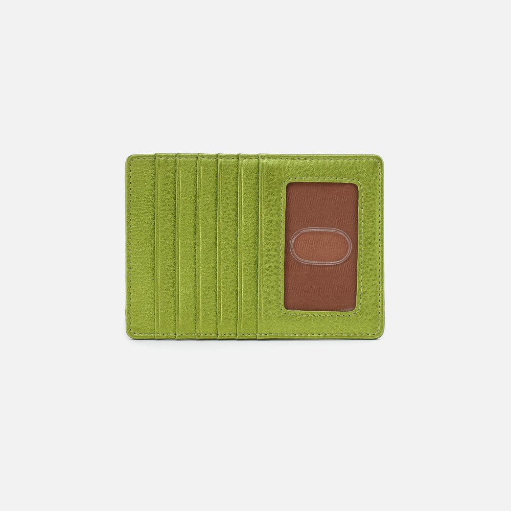 Hobo | Euro Slide Card Case in Metallic Leather - Green Metallic