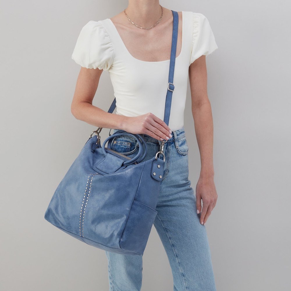 Hobo | Sheila Large Satchel in Buffed Leather - Azure