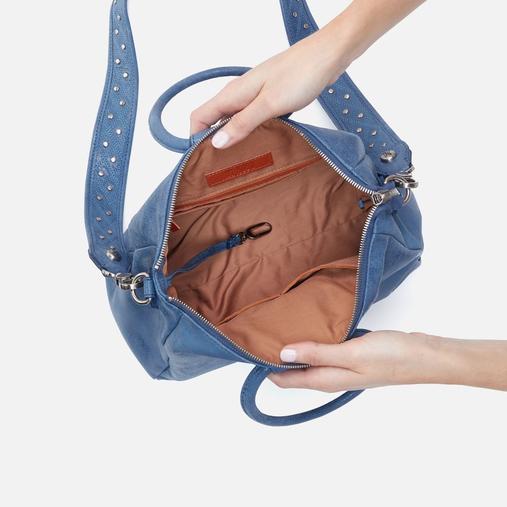 Hobo | Sheila Medium Satchel in Buffed Leather - Azure