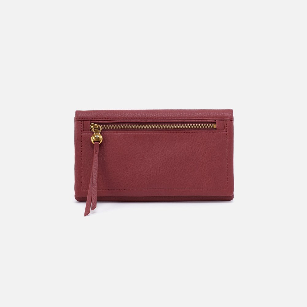 Hobo | Lumen Continental Wallet in Pebbled Leather - Red Pear