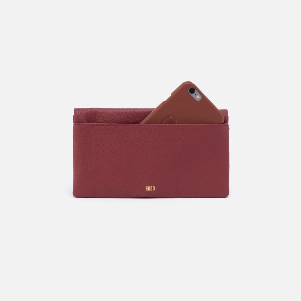 Hobo | Lumen Continental Wallet in Pebbled Leather - Red Pear