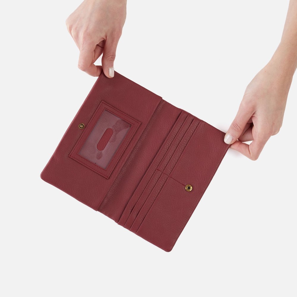 Hobo | Lumen Continental Wallet in Pebbled Leather - Red Pear