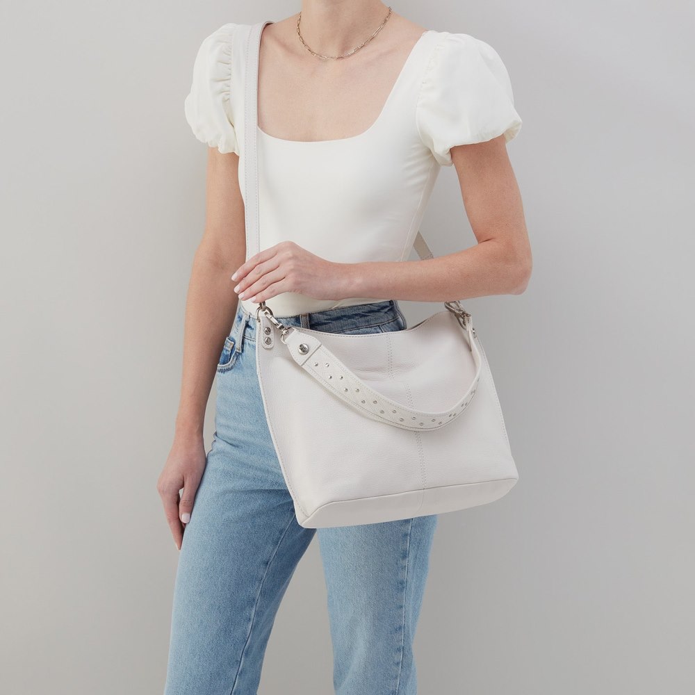 Hobo | Pier Shoulder Bag in Pebbled Leather - White