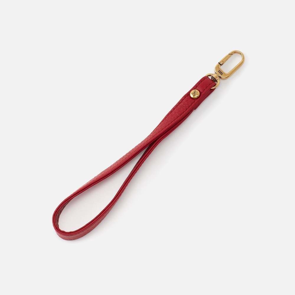 Hobo | Grip Wristlet Strap in Pebbled Leather - Scarlet - Click Image to Close