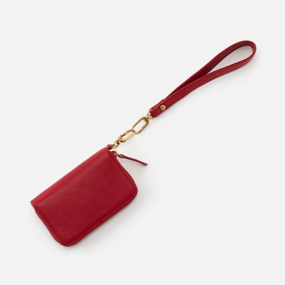 Hobo | Grip Wristlet Strap in Pebbled Leather - Scarlet