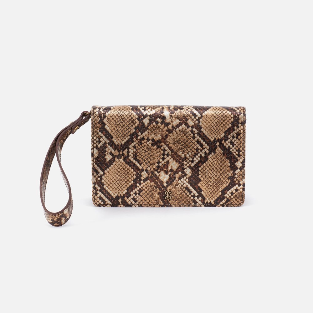 Hobo | Jill Wristlet in Printed Leather - Golden Snake - Click Image to Close