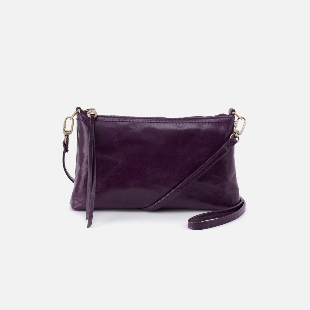 Hobo | Darcy Crossbody in Polished Leather - Deep Purple - Click Image to Close