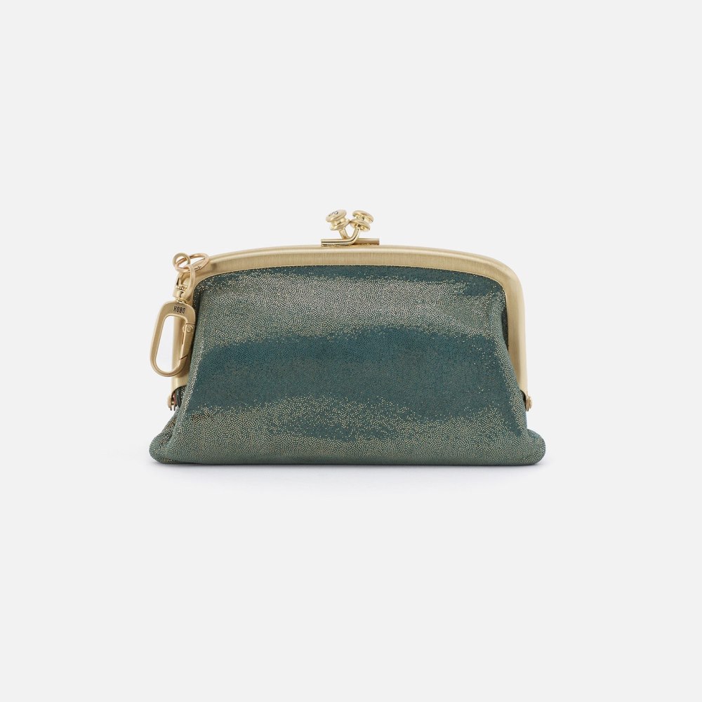 Hobo | Cheer Frame Pouch in Metallic Leather - Evergreen Shimmer