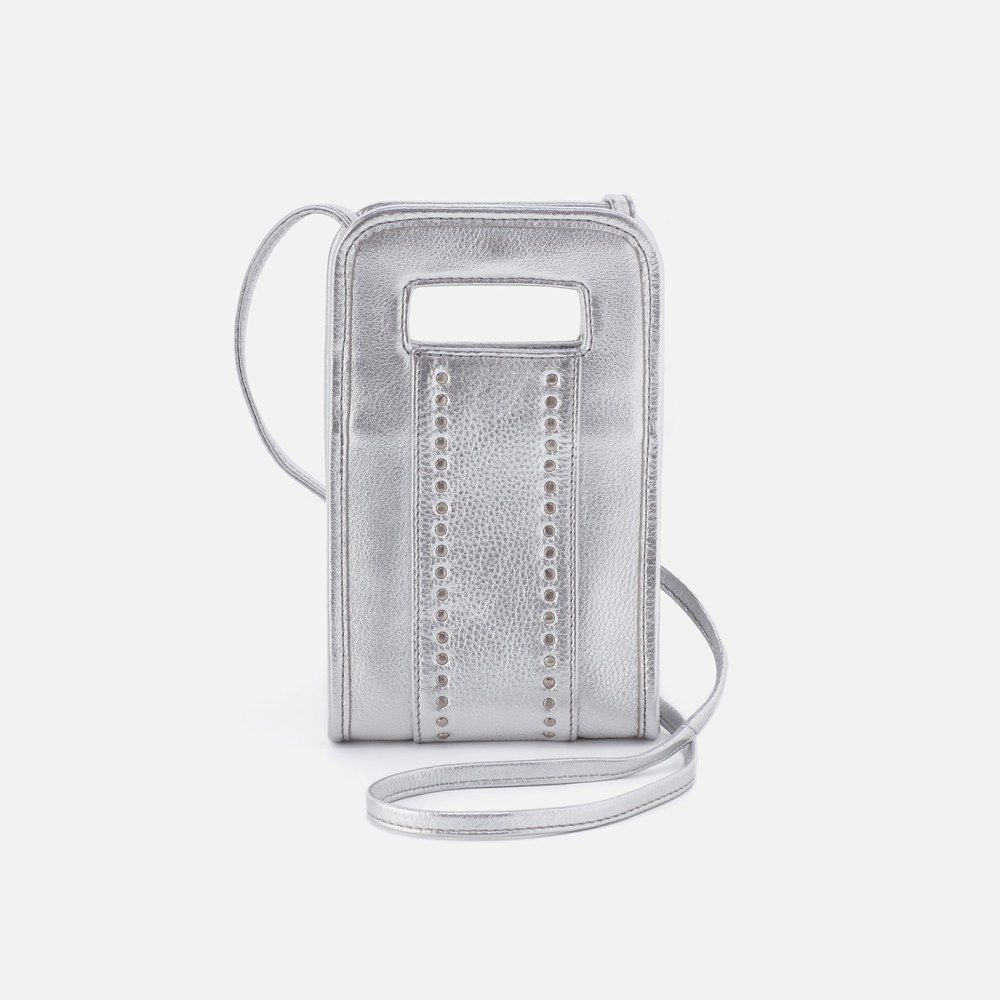 Hobo | Ace Phone Crossbody in Metallic Leather - Argento