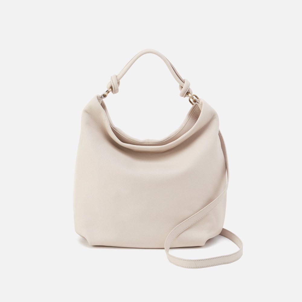 Hobo | Lindley Hobo in Soft Pebbled Leather - Stone - Click Image to Close