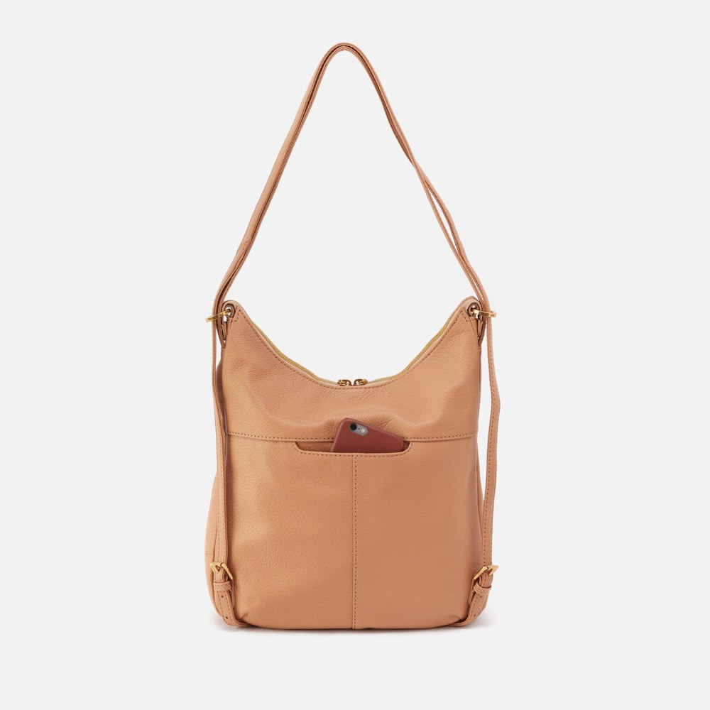 Hobo | Merrin Convertible Backpack in Pebbled Leather - Sandstorm