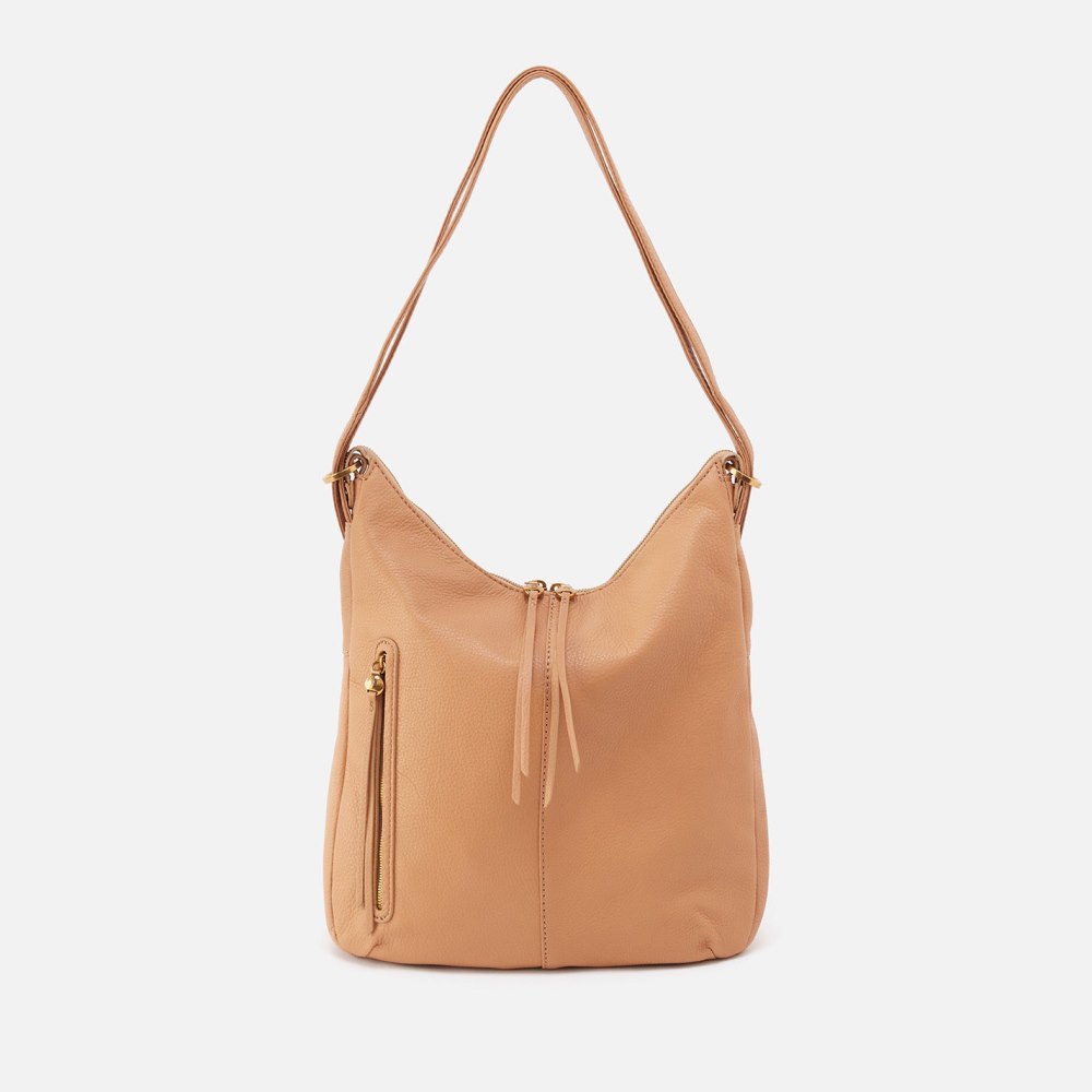 Hobo | Merrin Convertible Backpack in Pebbled Leather - Sandstorm