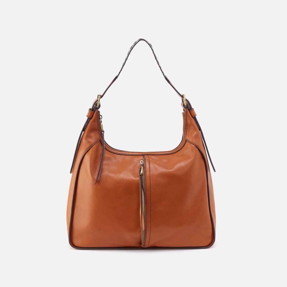 Hobo | Bellamy Front Zip Hobo in Artisan Leather - Honey Brown