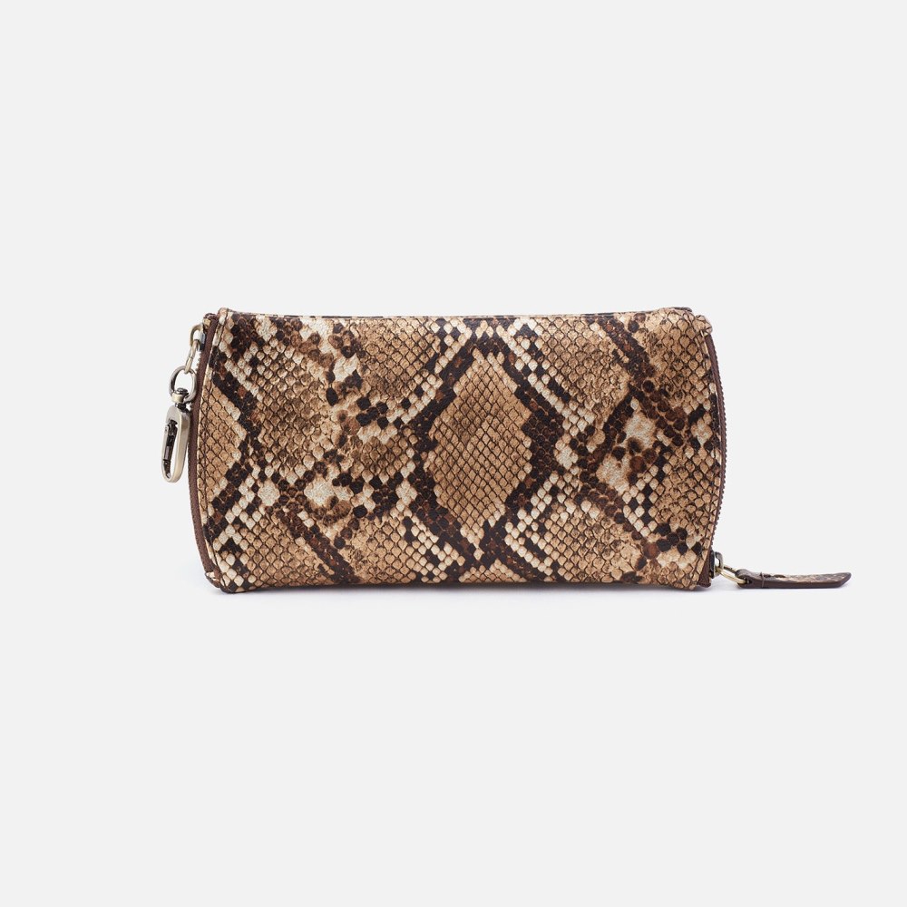 Hobo | Spark Double Eyeglass Case in Printed Leather - Golden Snake