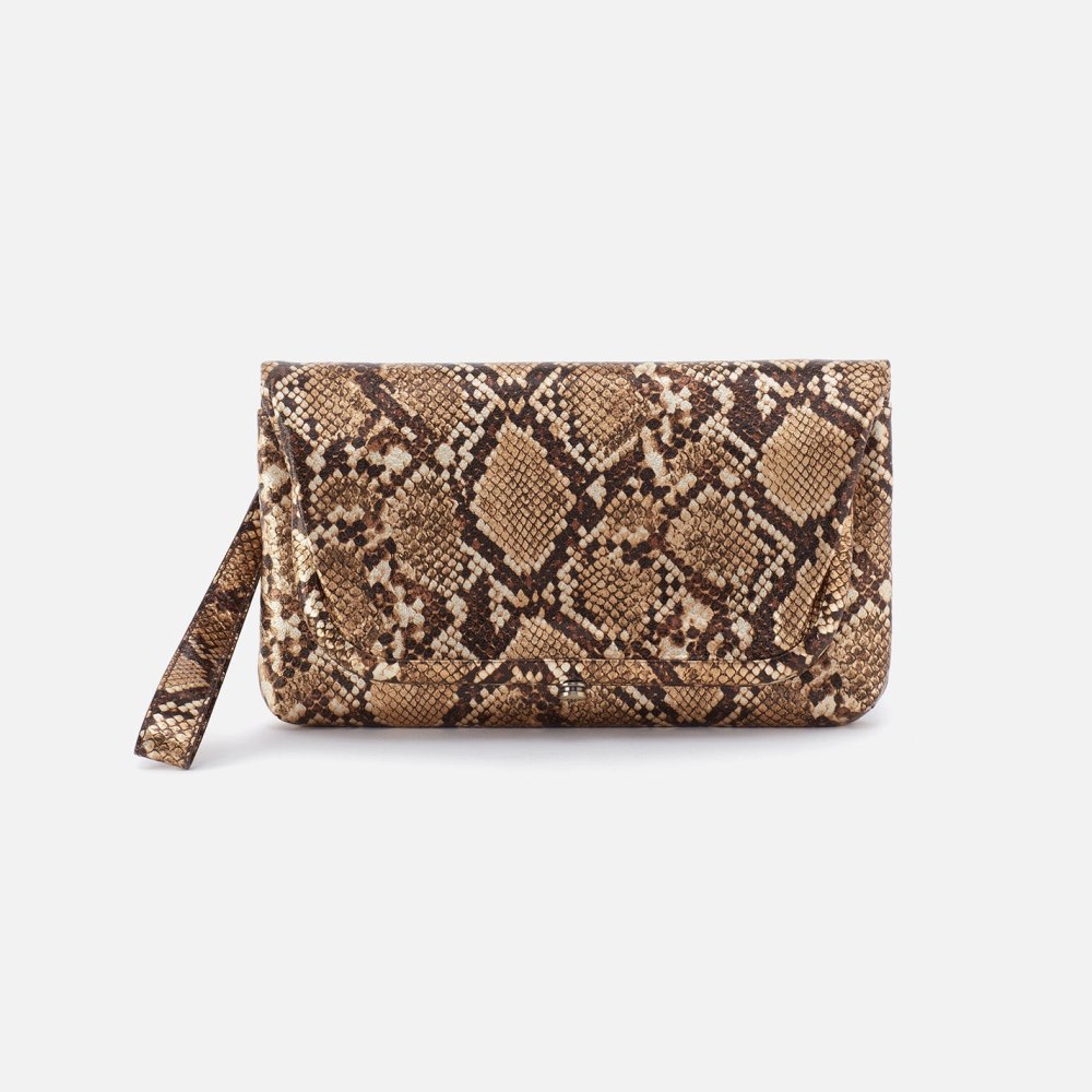 Hobo | Lauren Wristlet in Printed Leather - Golden Snake - Click Image to Close