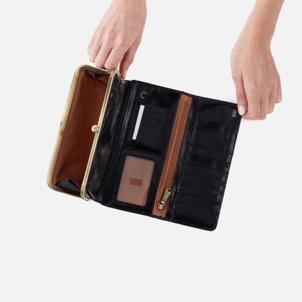 Hobo | Rachel Continental Wallet in Polished Leather - Black