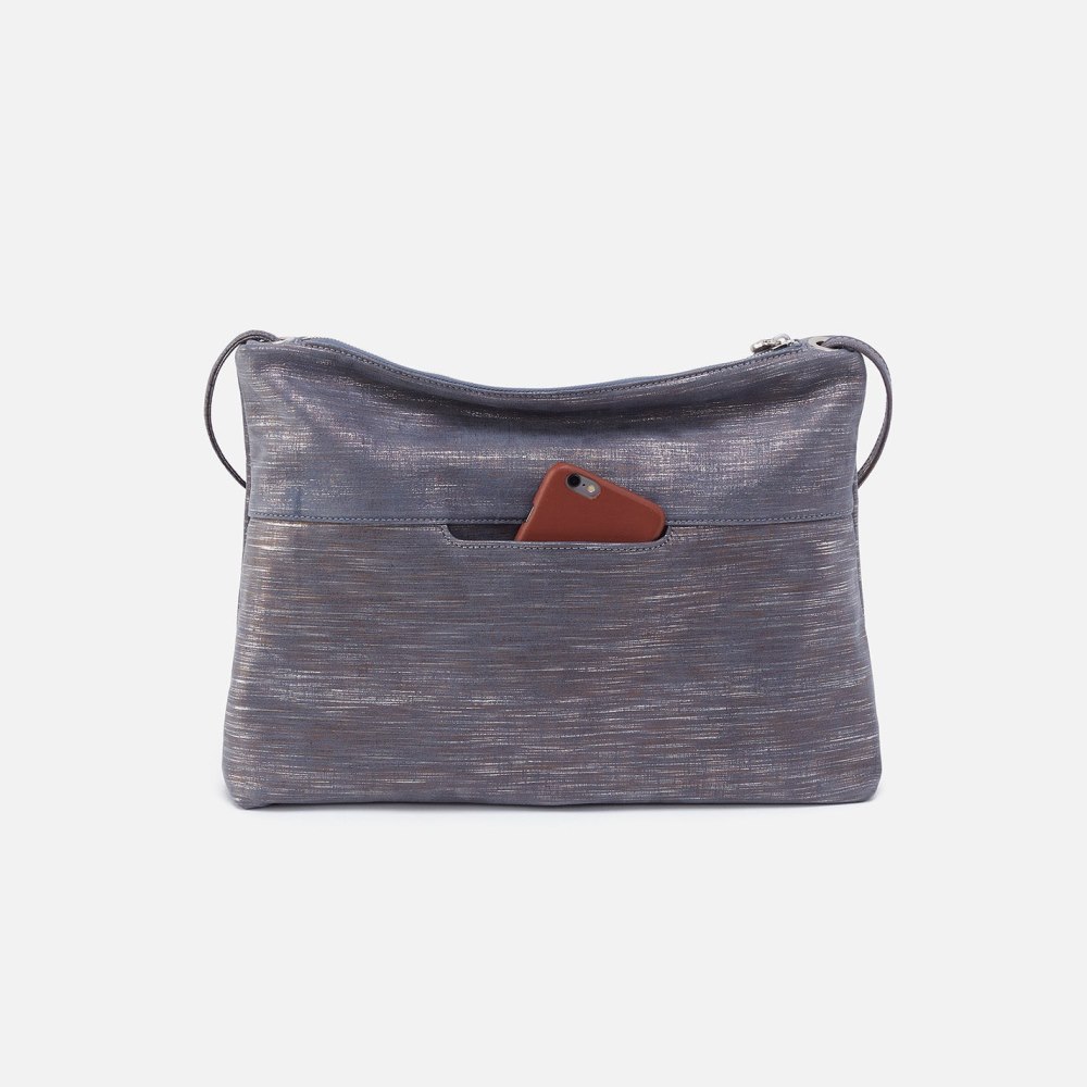 Hobo | Ziggy Crossbody in Linen Metallic Leather - Navy Linen