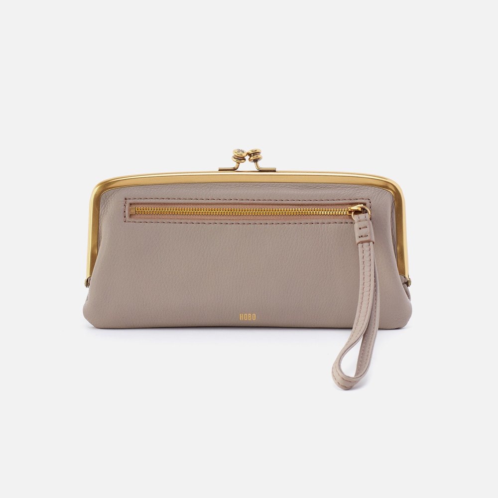 Hobo | Cora Large Frame Wallet in Pebbled Leather - Taupe