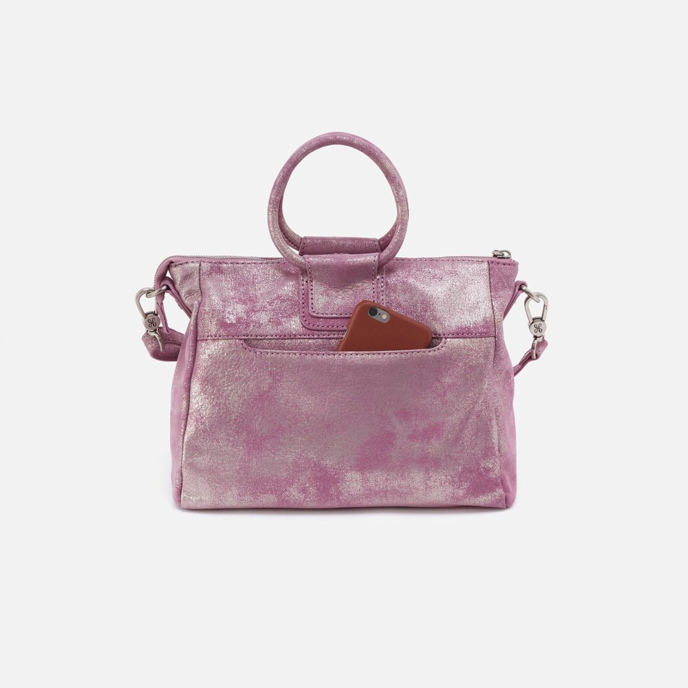 Hobo | Sheila Medium Satchel in Metallic Leather - Violet Metallic