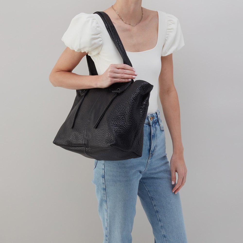 Hobo | Bonita Tote in Bubble Pebbled Leather - Black