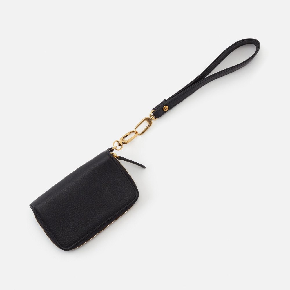 Hobo | Grip Wristlet Strap in Pebbled Leather - Black