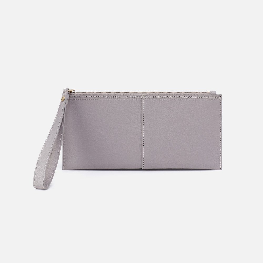 Hobo | Vida Large Pouch in Micro Pebbled Leather - Morning Dove Grey - Click Image to Close