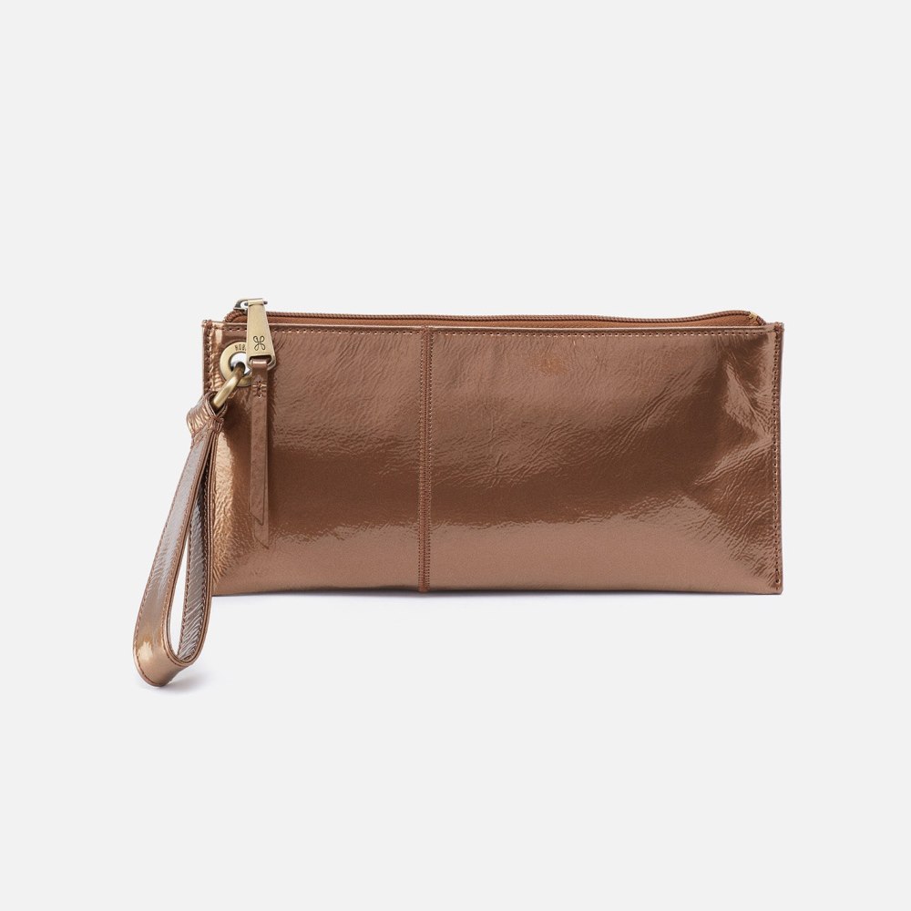 Hobo | Vida Wristlet in Patent Leather - Bronze - Click Image to Close